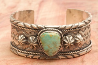 Genuine Rare Tyrone Turquoise Sterling Silver Navajo Bracelet